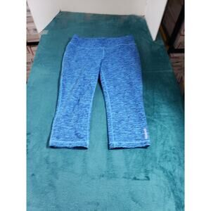 Reebok Pants Size Large Women Blue Elastic Waist Running Jegging Tights Capri